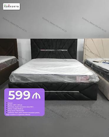 Çarpayı – müasir dizaynlı, yumşaq parça üzlüklü başlıq və korpus -