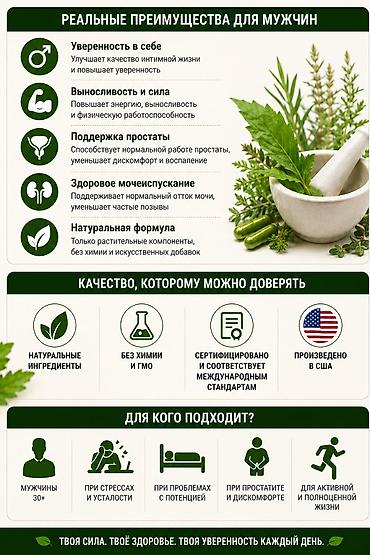 эрекция: Комплекс для мужского здоровья, От простатита • Натуральный состав • — 4