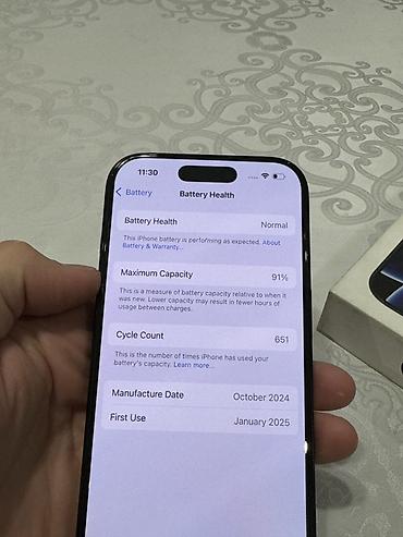 Apple iPhone: IPhone 16 Pro, Б/у, 256 ГБ, Черный, Коробка, 91 % — 4