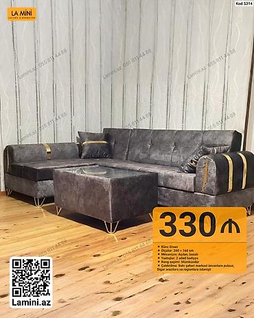 Mebel: Künc divan – Kod: 5314 - Ölçülər: 260 × 160 sm - Mexanizm: açılan — 1