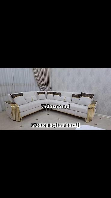 Комплекты диванов и столов: 3×2 ölçülü, açılan-bazalı künc divan dəsti - L‑şəkilli künc divan — 3