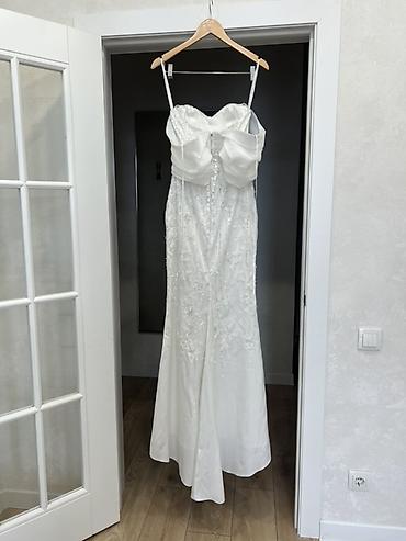 zara hm: Свадебное платье в белом цвете -Силуэт: полуприлегающий, мягкое — 3