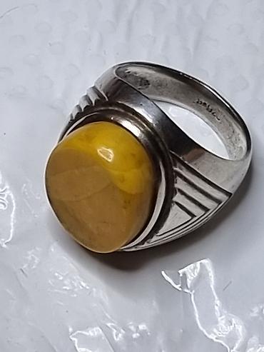 печатки: Кольцо, Печатка, Проба 925, Унисекс, Янтарь, Новый — 1