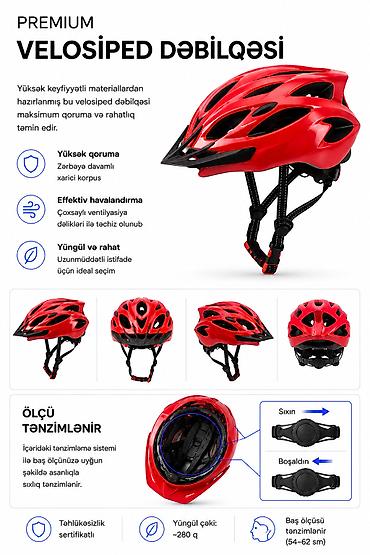 velosiped 26 ucuz: №: 16984 Məhsulun adı: Velosiped dəbilqələsi 77984740, qırmızı, ölçü — 2