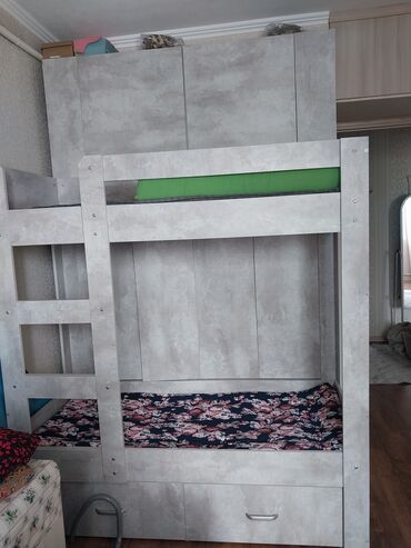 мебель таатан: Спальный гарнитур, Двухъярусная кровать, Шкаф, Комод, цвет - Серый, Новый