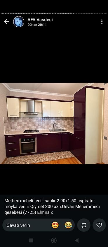 Mətbəx mebeli: 077 613 12 74 Mətbəx mebeli satılır. Ölçü: 2.90 x 1.50 m — 1