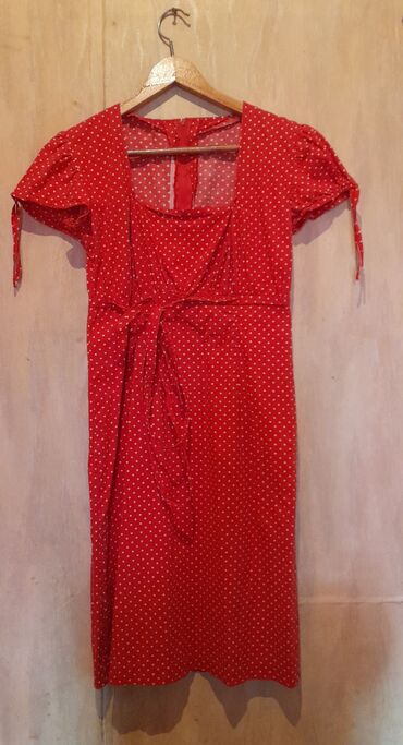 crvena karirana haljina: Bоја - Crvena, Drugi stil, Kratkih rukava