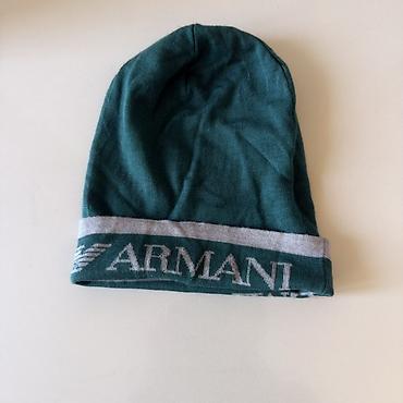 toxunma jiletler: Armani loqolu papaq - Model: beanie tipli papaq - Rəng: tünd yaşıl — 1