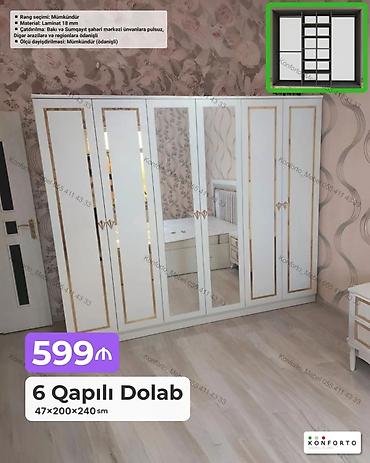 Mebel: 6 qapılı dolab – 47×200×240 sm - Dizayn: Ağ rəngdə klassik-modern — 1