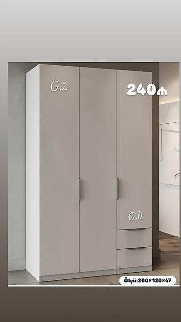 wkaf: Minimalist üslublu 3 qapılı dolab - Rəng: açıq boz - Dizayn: təmiz — 1