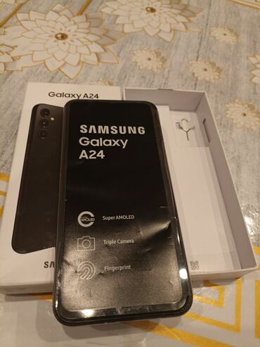 samsung p3100: Samsung Galaxy A24 4G, Колдонулган, 128 ГБ, түсү - Кара, 2 SIM