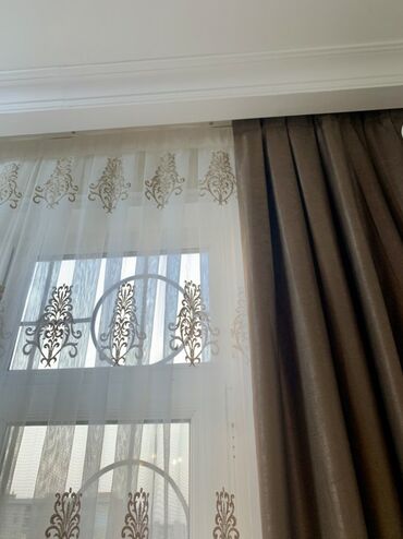 Pərdə və tüllər: İşlənmiş, Tül, rəng - Qəhvəyi, Pulsuz çatdırılma — 7