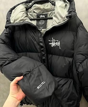 спортивный пуховик: Пуховик Stüssy 800 Fill, мужской. - Цвет: черный, подкладка серая. - — 6