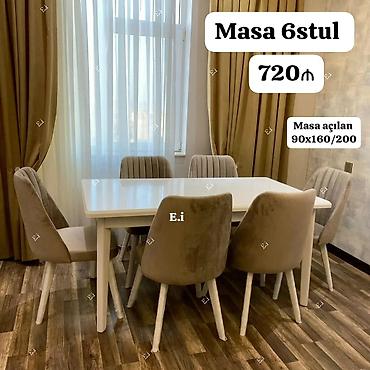 stol acilan: Mətbəx/qonaq otağı üçün dəst: - Masa + 6 stul - Masa ölçüsü: 90×160 — 1