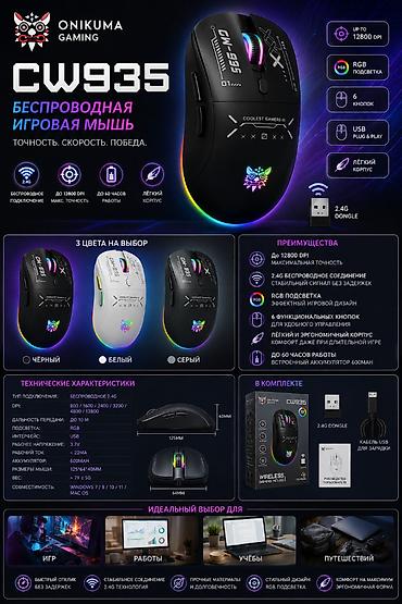 ONIKUMA CW935 — беспроводная игровая мышь Ключевые особенности: -