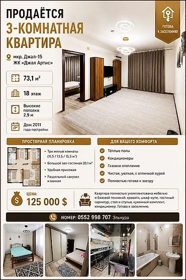 125: 3 комнаты, 731 м², 18 этаж, Свежий ремонт — 1