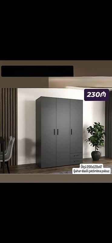 Məhsul: 3 qapılı qarderob şkafı - Rəng: tünd boz/qaranlıq antrasit - lalafo.az -da Məhsul: 3 qapılı qarderob şkafı - Rəng: tünd boz/qaranlıq antrasit -