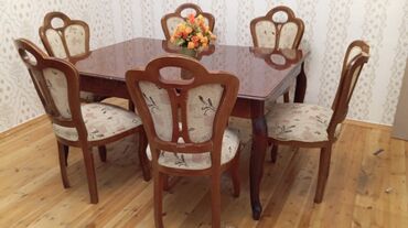продам стол и стулья: Qonaq otağı üçün, Yeni, Açılan, Dördbucaq masa, 6 stul, Malayziya