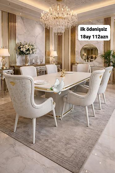 Qonaq otağı üçün, Yeni, Açılmayan, Oval masa, 6 stul