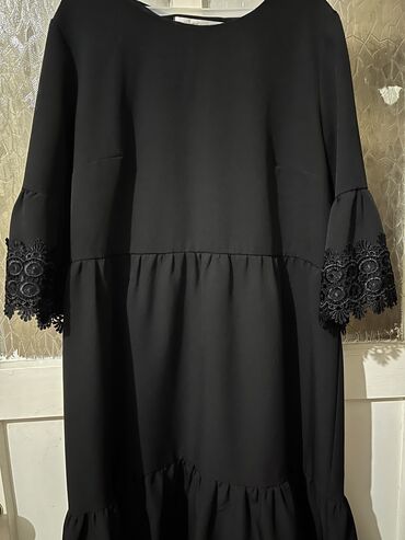вечернее черное платья: Вечернее платье, Классическое, Атлас, С рукавами
