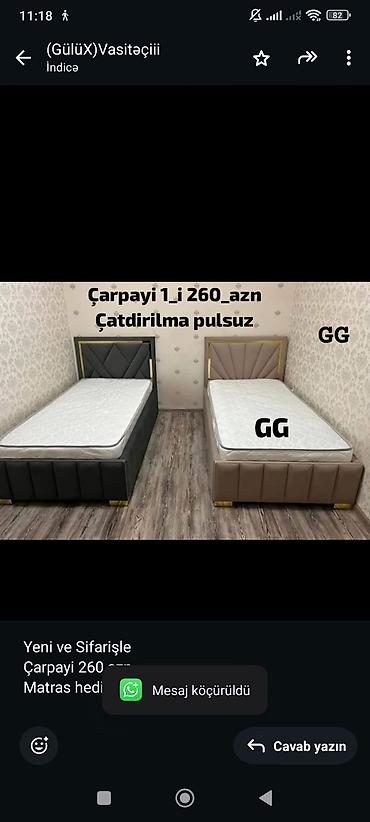 matras sifarisi: Yeni ve Sifarişle Çarpayi 260 azn Matras hediyye 🎁 Ölçü 2/90 Rəng — 1