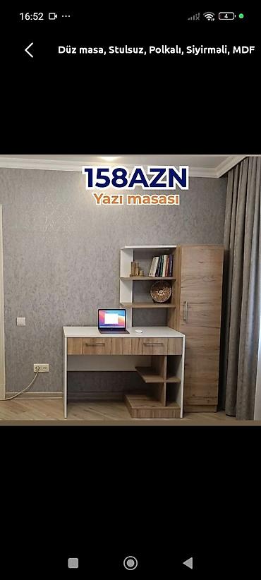 Yazı masası – MDF materialdan, polkalı və siyirməli dizayn. - Rəng