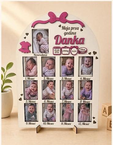 година прође, дан никад: Personalizovani ram “Moja prva godina” – drvena tabla sa 12 prozorčića — 5
