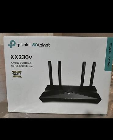 ucuz modemler: Yenidi.TP-Link Aginet XX230v – AX1800 Dual Band Wi‑Fi 6 GPON router — 1