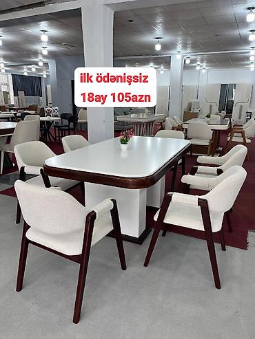 stul modelleri: Yemək otağı dəsti – müasir dizaynlı masa və 6 ədəd stul Model 1: - — 2