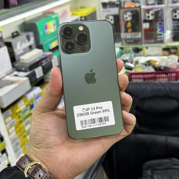 поко редми: IPhone 13 Pro, Колдонулган, 256 ГБ, Alpine Green, Коргоочу айнек, Каптама, 95 %