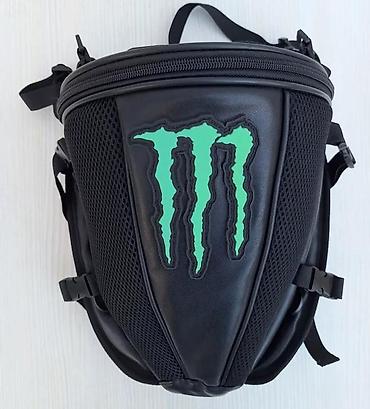 Sportske torbe i rančevi: Motorcycle tank torba – crna, aerodinamičnog oblika, sa zelenim — 2