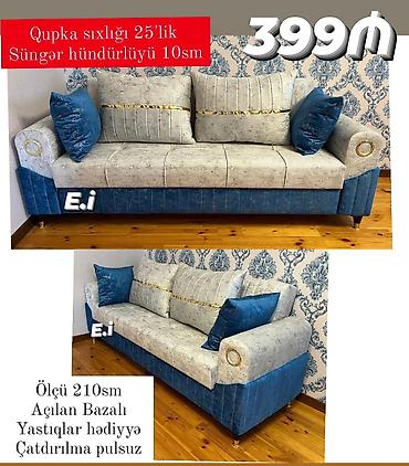 sultan kunc divan: Açılan bazalı 3‑yerlik divan - Ölçü: 210 sm - Qupka sıxlığı: 25‑lik - — 1