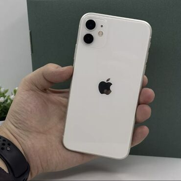 Apple iPhone: IPhone 11, Б/у, 64 ГБ, Белый, Зарядное устройство, Защитное стекло, Чехол