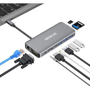 micro usb зарядка: Концентратор Mokin USB-C 10 в 1 (USB-C - HDMI / 3xUSB 3.0 / SD / TF /