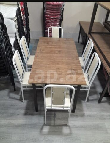 стол из дсп: Для кухни, Для гостиной, Новый, Нераскладной, Прямоугольный стол, 6 стульев, Азербайджан