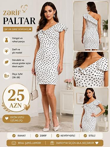 şəkli: Zərif və rahat paltar kolleksiyası 1) Sarı-gümüş naxışlı midi paltar — 5