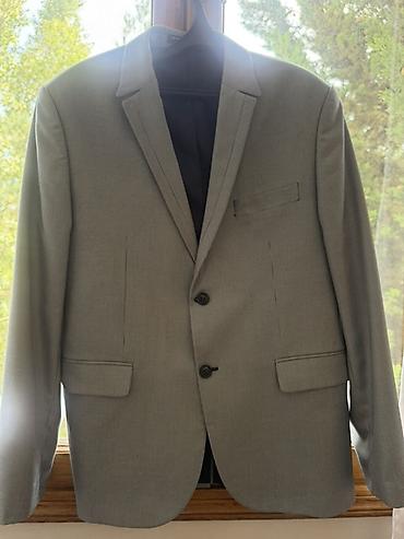 bagi salvar: Boz rəngli kişi pencəyi – Slim Fit - Kəsim: Slim Fit - Dizayn: Xırda — 1