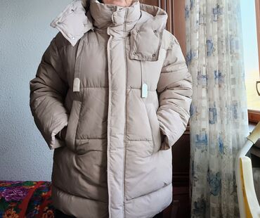 платье для кормящих мам: Пуховик, Корея, Капюшону бар, 4XL