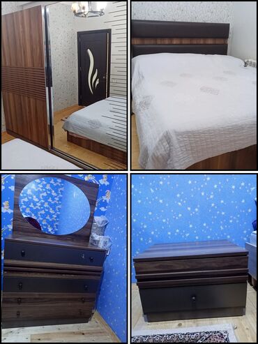 Кровати: Двуспальная кровать, Шкаф, Трюмо, 2 тумбы, Б/у