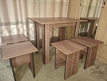 стол кухонный и 4 стула: Кухонный стол и стул, Новый, Платная доставка, Самовывоз, цвет - Коричневый — 2