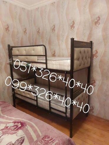 İkimərtəbəli uşaq çarpayıları: Oğlan və qız üçün, Yeni, Çarpayı, Matras ilə, Siyirməsiz, Dəmir — 11