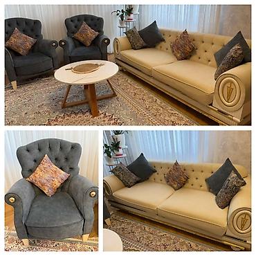 Divan 2 kreslo 650azn. Açılmır bazası yoxdu. Divanın üzlüyü üstündə — 1