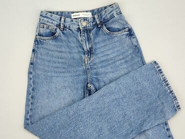 białe spodnie damskie mom jeans: Jeans for women, Bershka, XS (EU 34)