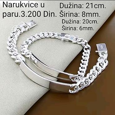 srebrne minduse: Posrebrene narukvice u paru sa žigom S925. od hirurskog čelika — 1