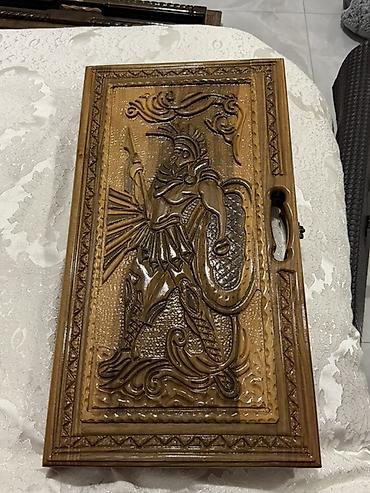 masaüstü ofis seti: Oyma naxışlı taxta tavla dəsti - Material: bərk ağac (tam taxta — 3
