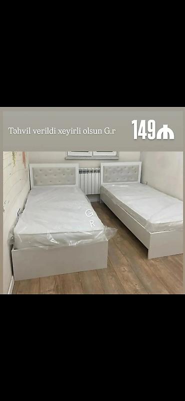 yağmur mebel: İki ədəd tək nəfərlik çarpayı dəsti - Rəng: açıq boz/ağ tonlarında — 1