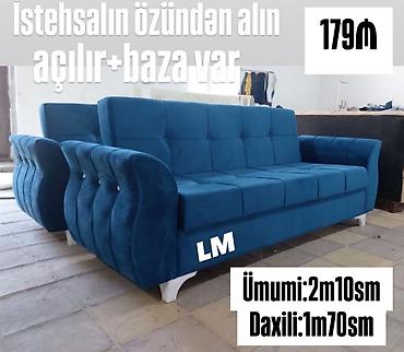 stulla: Divan-kravat, Qonaq otağı üçün, Parça, Bazalı, Açılan — 5