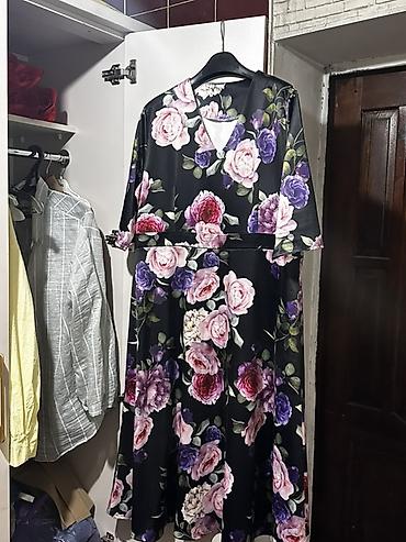 Повседневное платье, Осень-весна, Длинная модель, Атлас, Трапеция, 5XL at lalafo.kg Повседневное платье, Осень-весна, Длинная модель, Атлас, Трапеция, 5XL