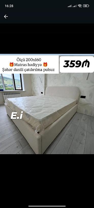 alt ust kravat: Yataq dəsti – ölçü 200x160 - Yumşaq toxumalı, işıqlı interyerlərlə — 1