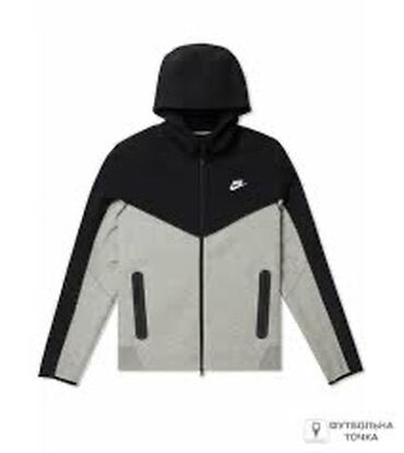 найк теч флиск: Куртка Nike с капюшоном, двухцветная (черный/серый), на молнии. -